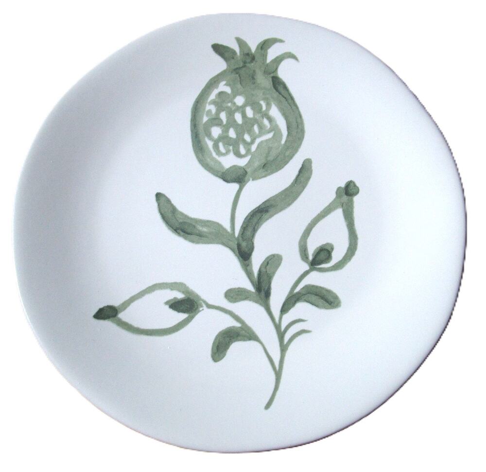 Threshold 6 inch Appetizer Plates Set of 4 White Stoneware Green Botanical